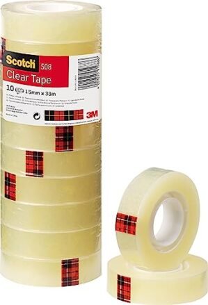 Scotch Cinta Adhesiva Transparente - 10 rollos - 15mm x 33m - Cinta Adhesiva para Uso General para el Colegio, el Hogar y la Oficina