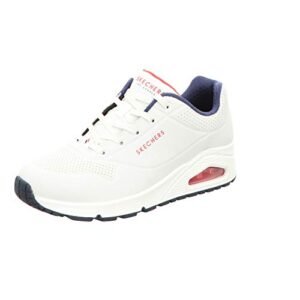 Skechers Uno, Zapatillas de Deporte Mujer, White Durabuck Navy Red Trim, 38.5 EU