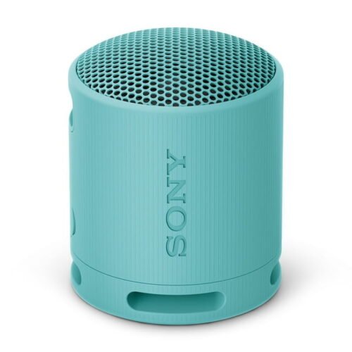 Sony Altavoz Bluetooth portátil Sony SRS-XB100, compacto y potente, 16 horas de batería, resistente al agua y al polvo IP67. Ecológico. Azul.