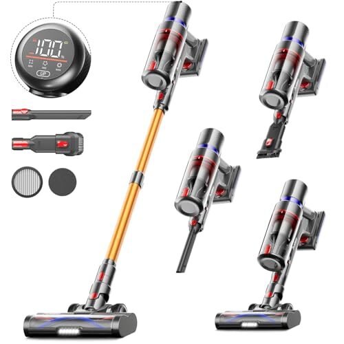 Chollo 🔥 | Avalsor Aspiradora sin Cable,45KPa/550W/65Mins Aspiradora Escoba Sin Cable,1.5L Aspiradora,Aspirador sin Cable con Pantalla Táctil LED y Cepillo Antienredos para Suelo/Alfombra/Pelos de Animales