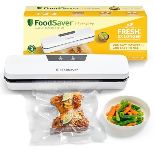 Oferta 🎉 | FoodSaver Everyday envasadora al vacío | Mantiene los alimentos frescos hasta 5X más tiempo* | Diseño compacto | Con 5 bolsas para envasar al vacío (0,94 l y 3,78 l) | VS0290X