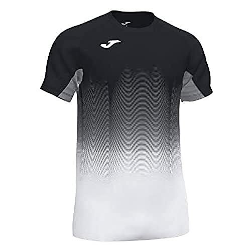 Descuento 🔥 | Joma Elite Camiseta Running Manga Corta, Hombres, Negro-Blanco, 2XL