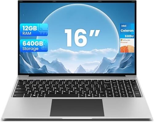 Oferta 🎉 | JUMPER Ordenador portatil de 16 Pulgadas con Carcasa de Metal, hasta 2,5 GHz Celeron (12 GB RAM 128 GB eMMc + 512 GB SSD), PC portatil Instalado 1 año 365 Office, 1920 x 1200 IPS, Bluetooth 4.0