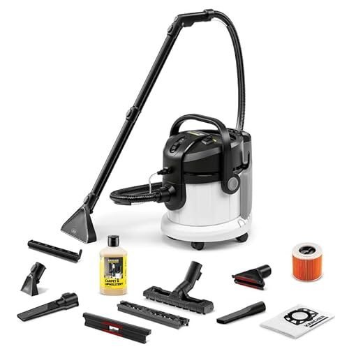 Ganga 💥 | Kärcher Lava-aspiradora SE 4 Plus, manguera de aspiración con pulverizador, depósitos de 4 l, boquillas de lavado para alfombras, tapicerías, suelos y ranuras, con accesorios para suelos duros