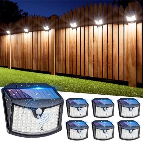 Descuento 🔥 | Luz Solar Exterior【6 Paquete】, 3 Modos Luz Solar Exterior Jardin con Sensor de Movimiento, IP65 Impermeable Focos Led Exterior Solares para Jardín, Garaje, Calle, Patio, Caminos, Puertas Delanteras