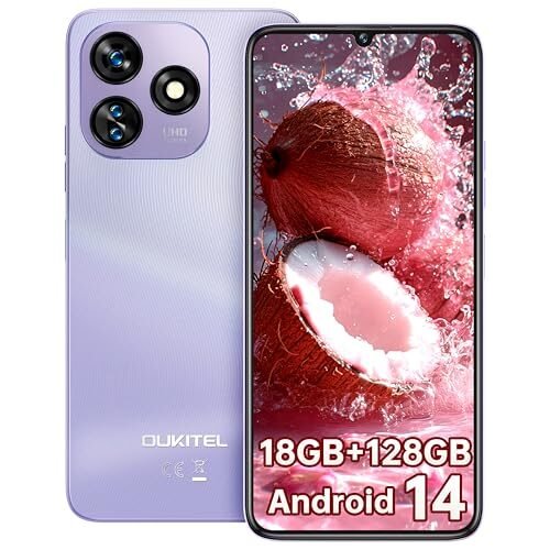 Descuento 🔥 | OUKITEL C51 Teléfonos Inteligentes 2024-18GB+128GB/1TB Telefonos Moviles Libre, 6.8″ Pantalla HD+ 90Hz Smartphone, Batería 5150mAh, Cámara 13MP Android 13 Movil, Face ID/Fingerprint/BT5.0, Violeta