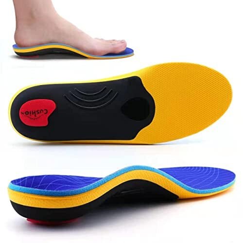 Ganga 💥 | Plantillas ortopédicas para mujeres y hombres Soporte de pie alto Plantillas de zapatos funcionales suaves Inserto para pies planos, dolor de pie, fascitis plantar, (43-44 EU 28cm, azul)