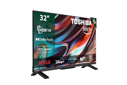 Oferta 🎉 | Toshiba 32WF2F63DG Smart TV de 32″ con Resolución HD HDR10, Asistente de Voz Alexa Integrado, TV Satélite, Bluetooth, Dolby Audio, Airplay