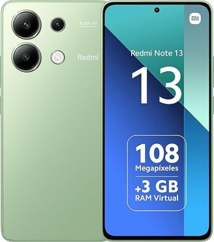 Barato | Xiaomi Redmi Note 13 4G- Smartphone 6+128GB, Dimensity 6080, 6.67″ G-OLED FHD+ AMOLED Display, 120Hz, Cámara de 108MP, 5000mAh, 33W Cargando, Verde [Versión Global]